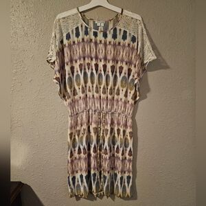 London Times Size 14 Medium Dress Tie Dye Blue Pink Boho Bohemian Clothes Hippie